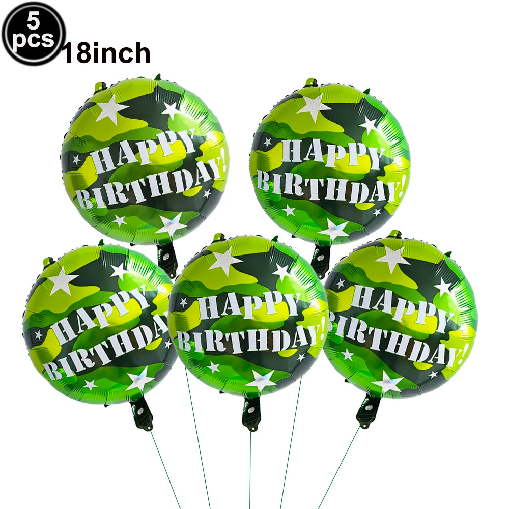 Military Camo Party Supplies – Plates, Cups & Balloons Set