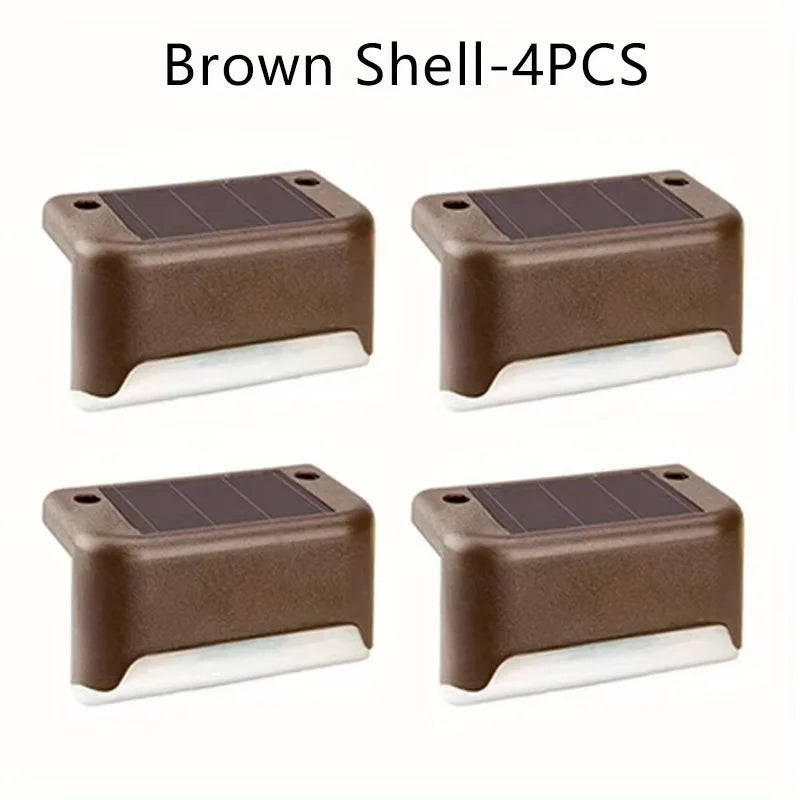 Solar LED Step Lights Outdoor Waterproof Garden Deck Stair Lamp Solar Step Light Babs Brown- warm light