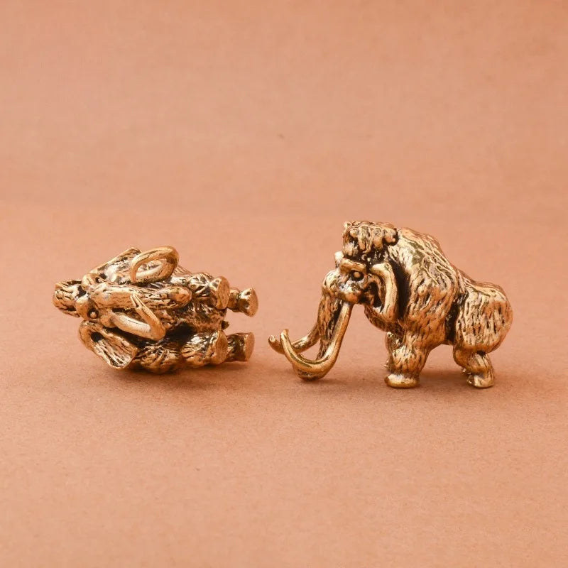 Antique Bronze Mammoth Figurine | Pure Copper Desk Ornament Decorative Figurine Babs