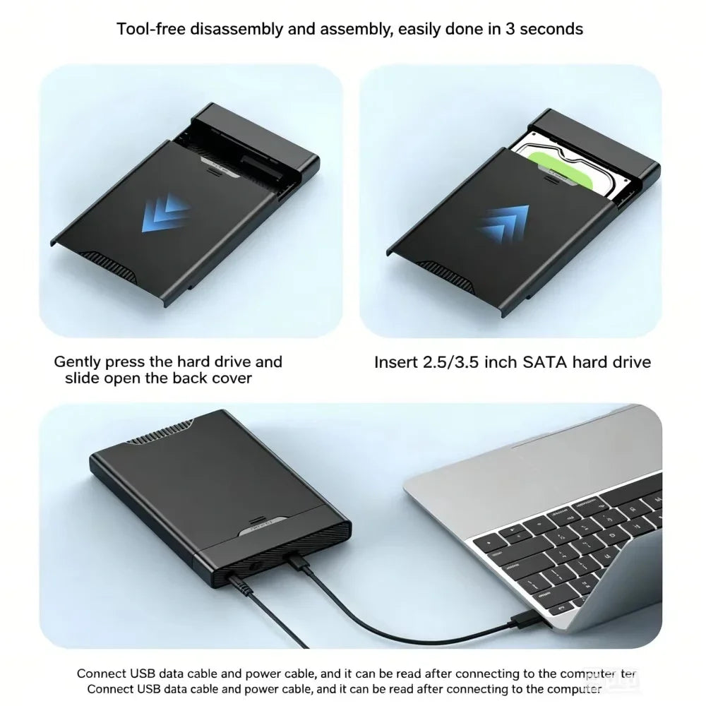 USB 3.1 SATA HDD Enclosure 2.5" & 3.5" – 5Gbps UASP, 20TB HDD Enclosure Babs