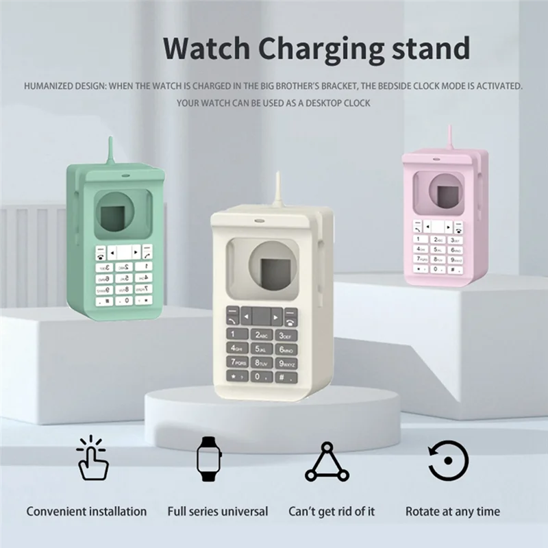 Silicone Apple Watch Charging Dock – Retro Computer Pattern Watch Charging Dock Babs