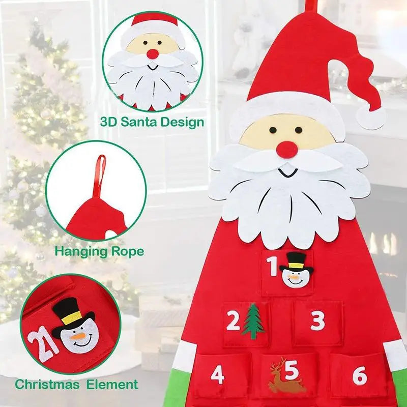 Santa Claus Felt Advent Calendar Christmas Wall Hanging Decor Advent Calendar Babs