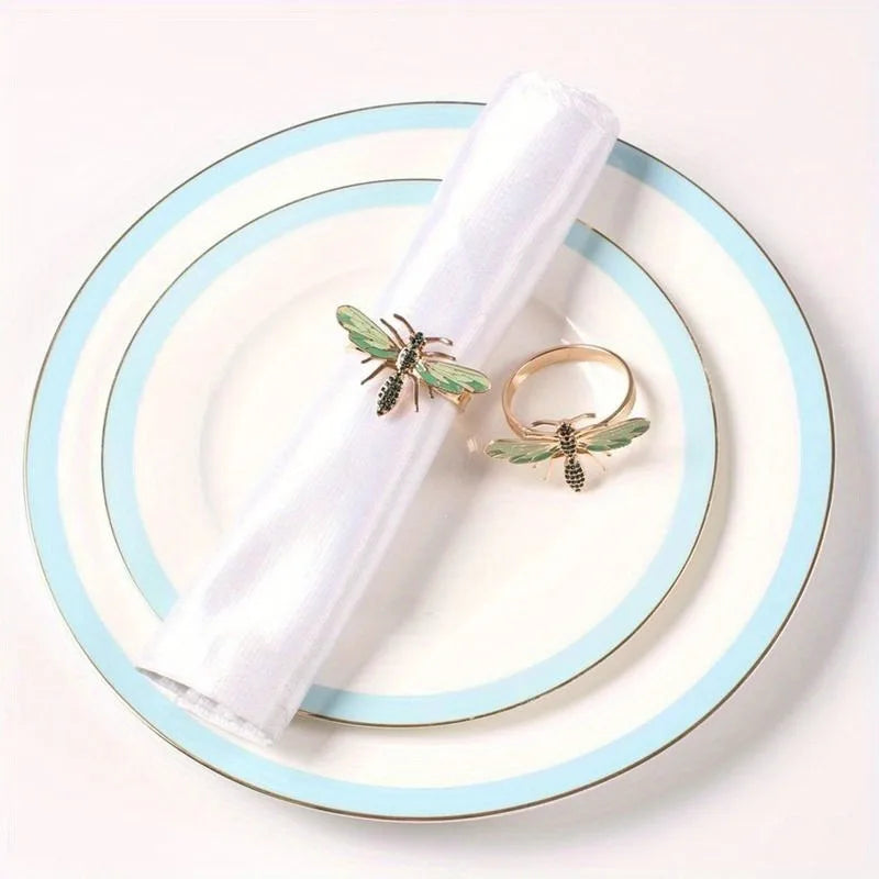 Honey Bee & Dragonfly Napkin Rings – Elegant Table Decor Napkin Rings Babs