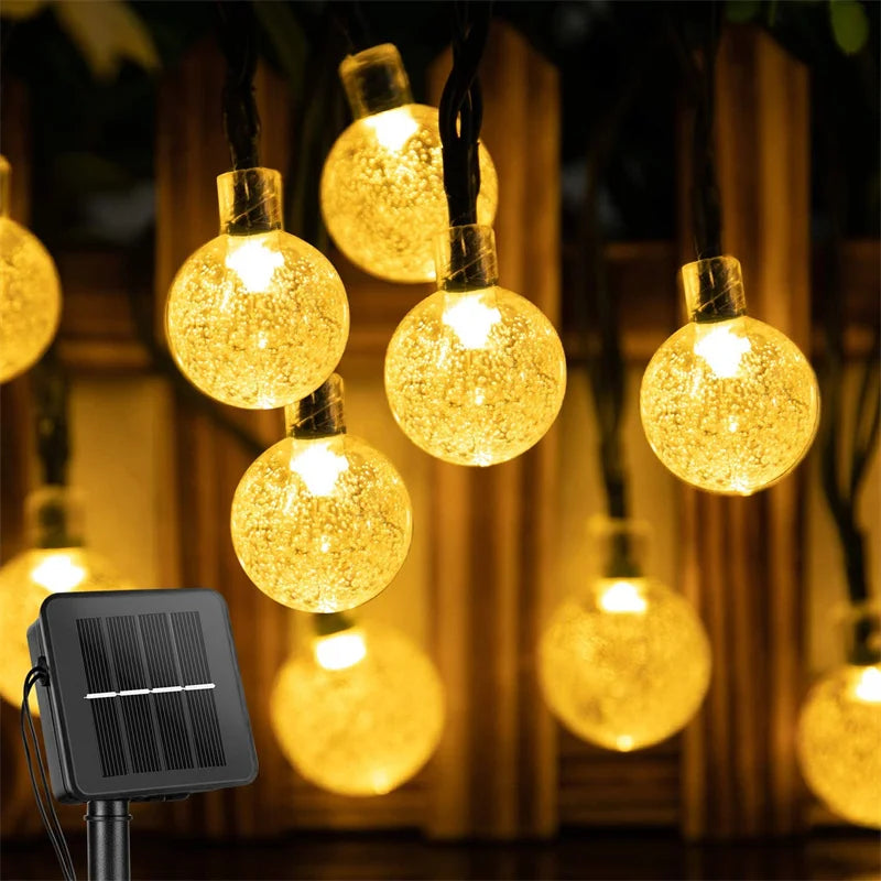 Solar Crystal Bubble Ball String Lights – IP65, 8 Modes Solar String Lights Babs WarmWhite 22M200LED1PC