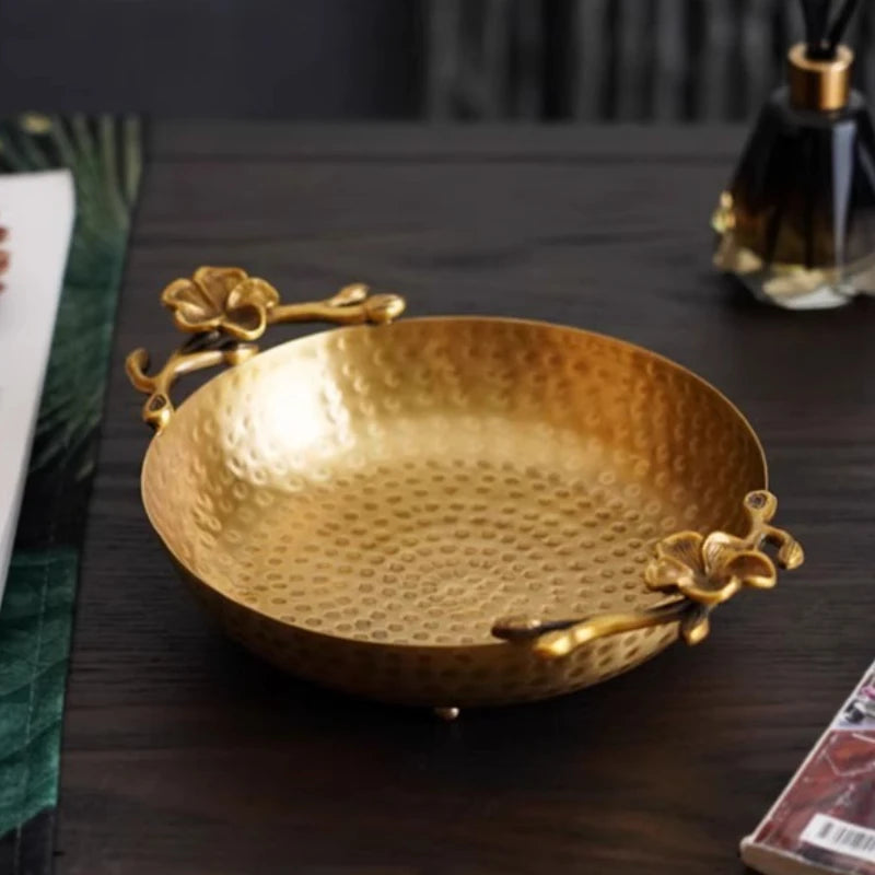 Brass Copper Fruit Plate – Retro Decorative Desktop Tray Decorative Brass Tray Babs