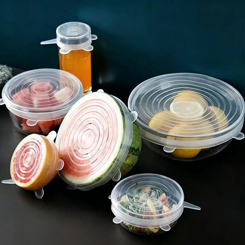 6-Pack Reusable Silicone Stretch Lids for Cans & Bowls Silicone Food Lids Babs