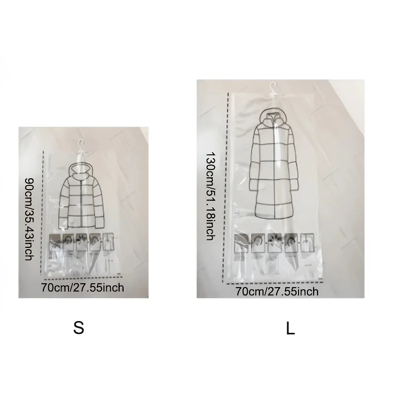 5-Hook Hanging Vacuum Storage Bag – XL Clothing Compression Vacuum Storage Bag Babs