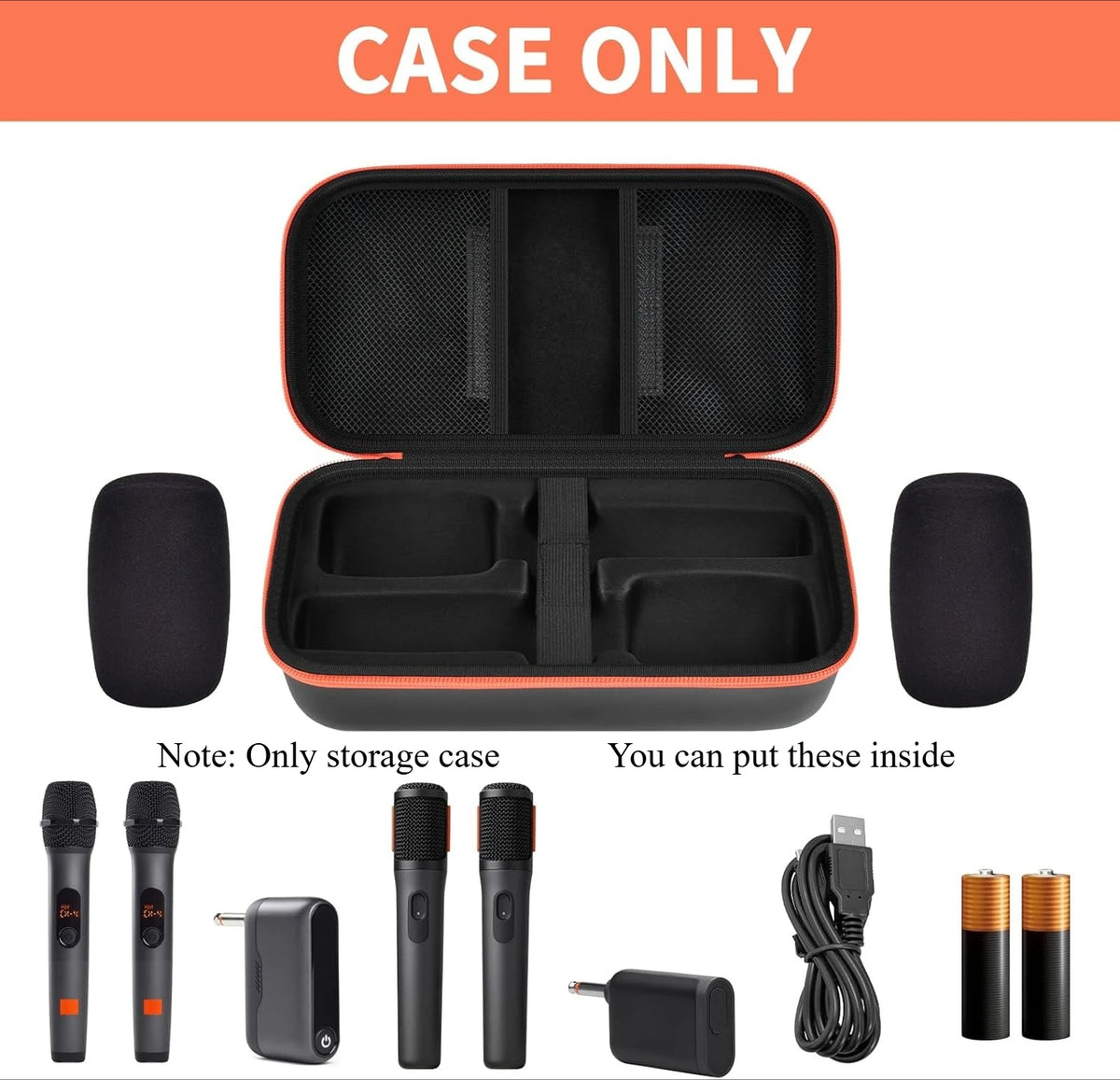 Wireless Microphone Case for JBL PartyBox – Shockproof EVA Microphone Carrying Case Babs