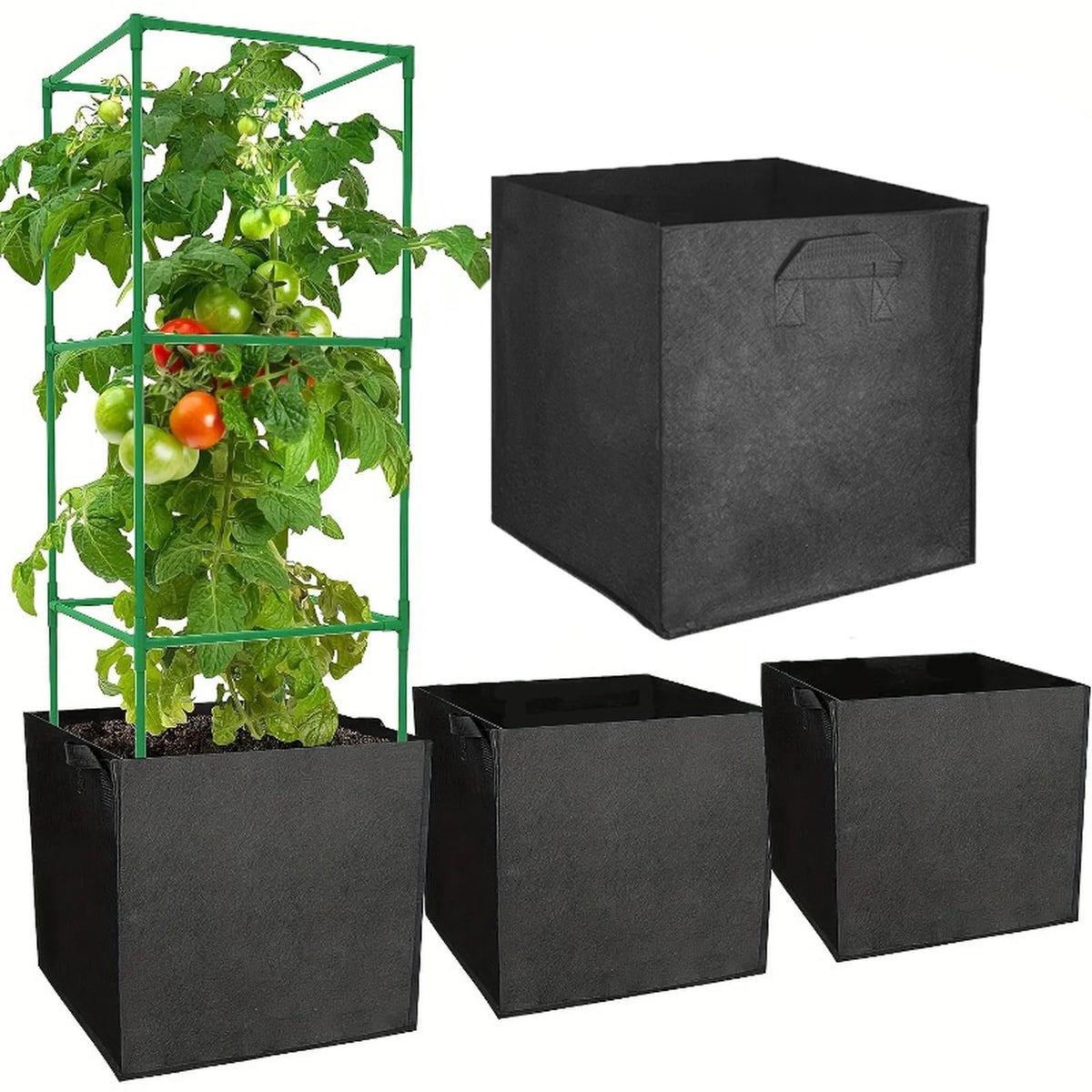 3-Pack Square Grow Bags with Handles 30x30cm | Babs Square Grow Bags Babs