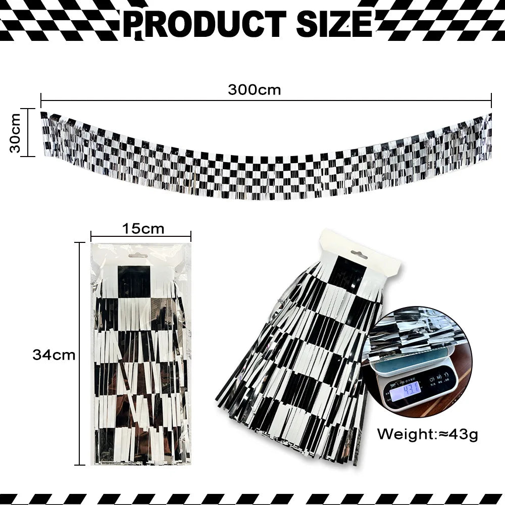 Race Car Checkered Flag Party Supplies – Racing Theme Decor Party Decoration Set Babs MULTI