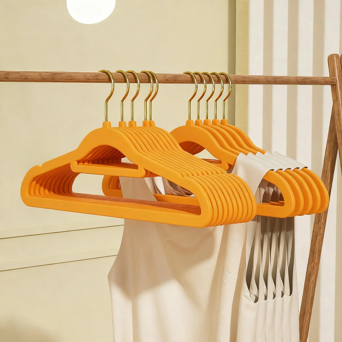10-Pack Non-Slip Felt Suit Hangers | Ultra-Slim 360° Gold Hook Clothes Hangers Babs