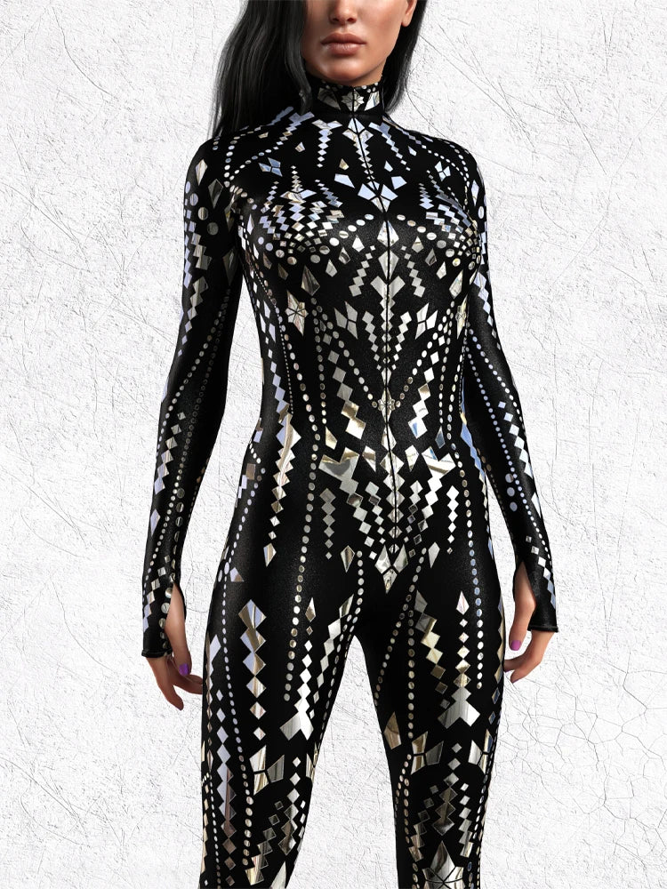 Women's Cyberpunk Gothic 3D Print Jumpsuit – Halloween Costume Halloween Costume Jumpsuit Babs 718-E M China Mainland