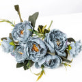 5-Head Silk Peony Artificial Flowers for Home & Wedding Decor Artificial Silk Flowers Babs Blue 3PC
