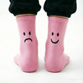 Funny Crying Face Cotton Crew Socks – Unisex Novelty Novelty Crew Socks Babs A B pink One Size