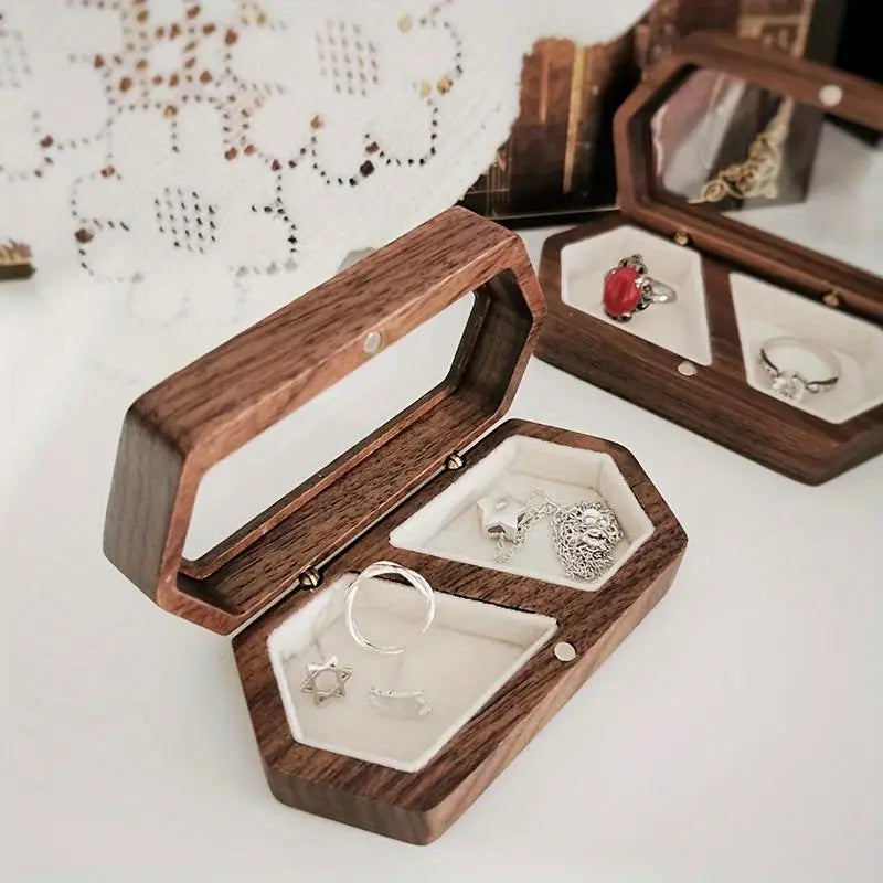 Vintage Wooden Jewelry Box with Transparent Lid Jewelry Storage Box Babs