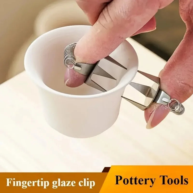 2pcs Stainless Steel Pottery Glaze Clip – DIY Teacup Dip Tool Pottery Glaze Clip Babs