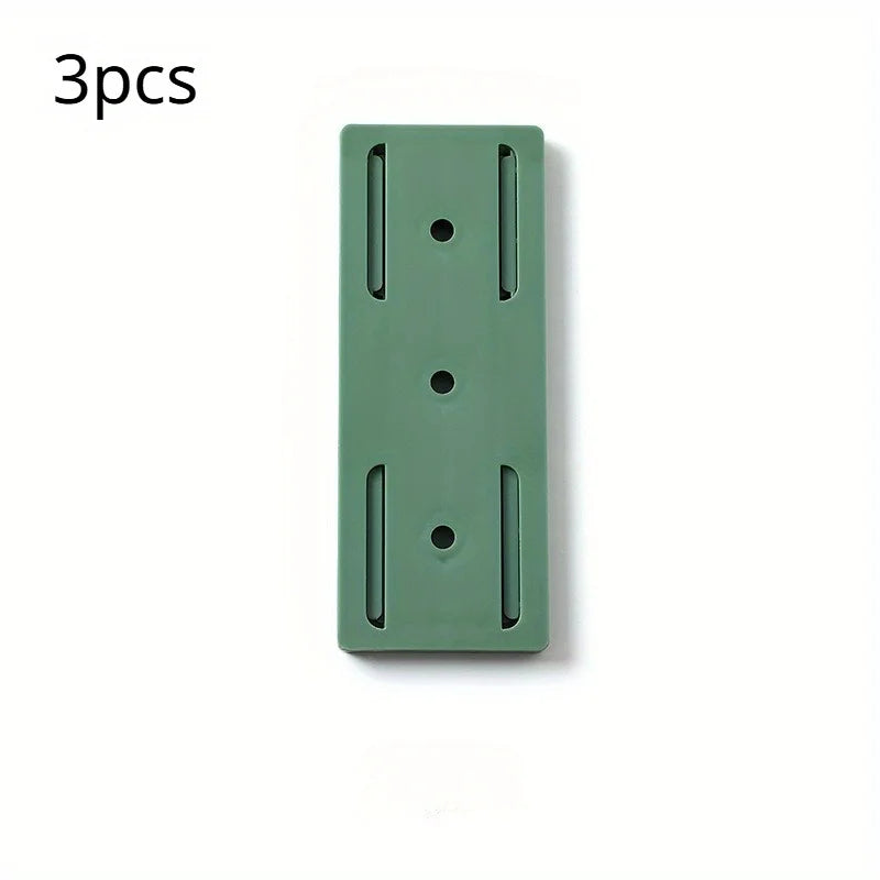 3-Pack No-Drill Power Strip Holder & Wall Socket Sticker Fixer Adhesive Strip Holder Babs Green