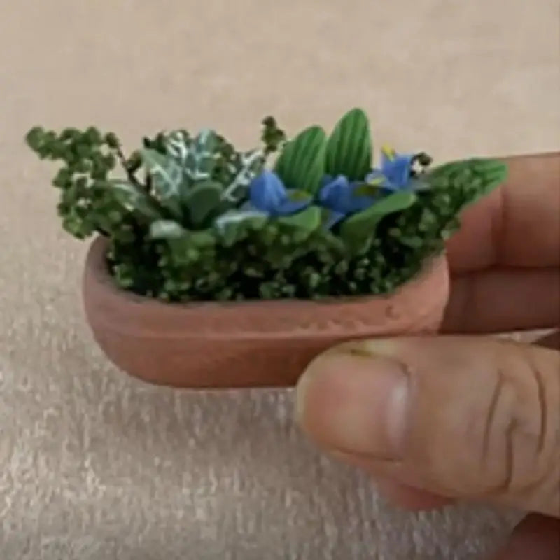 1:12 Miniature Clay Orchid Potted Plant – Dollhouse Décor Miniature Collectible Decor Babs