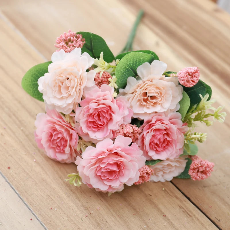 Silk Peony Artificial Flowers – White Bouquet, Home & Wedding Artificial Silk Flowers Babs Chamapagne Pink