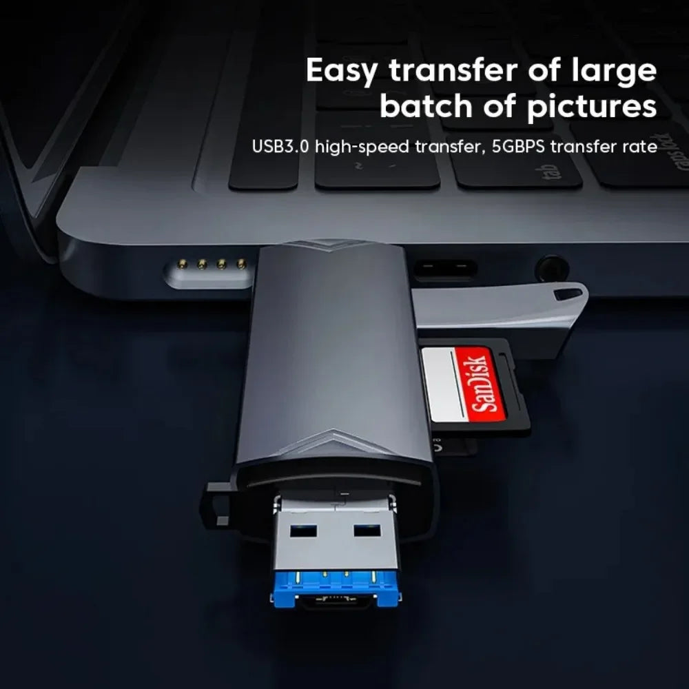 KEBIDUMEI 6-in-1 USB 3.0 OTG Card Reader – Type-C & Micro USB USB Card Reader Babs