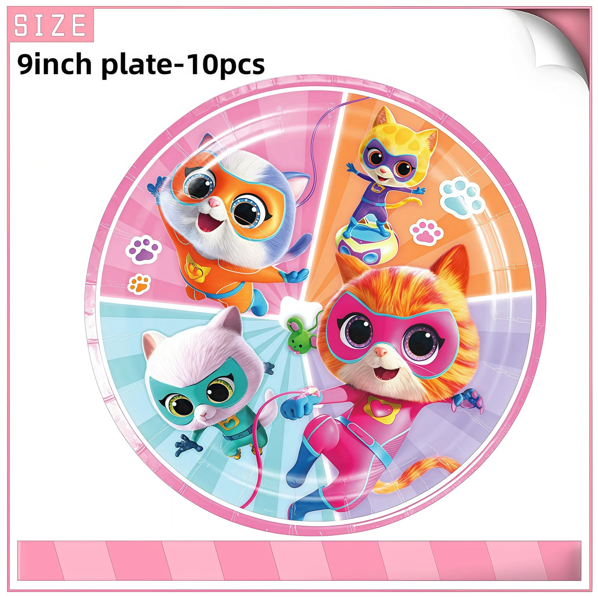 Cat Kitty Birthday Party Supplies – Plates, Cups & Balloons Set Party Supply Kit Babs 10pcs 9inch plate