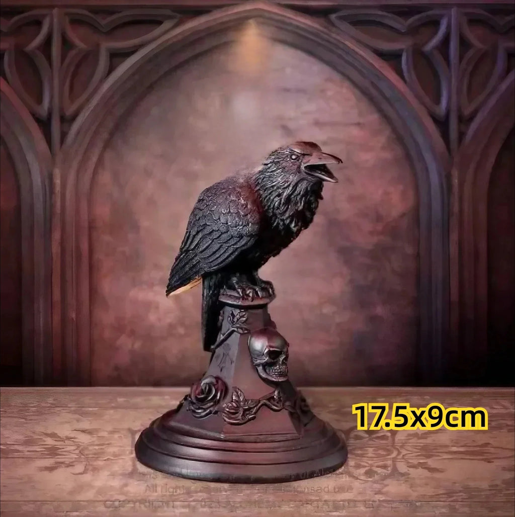 Gothic Owl Raven Halloween Candle Holder Tabletop Ornament Candle Holder Babs Crows