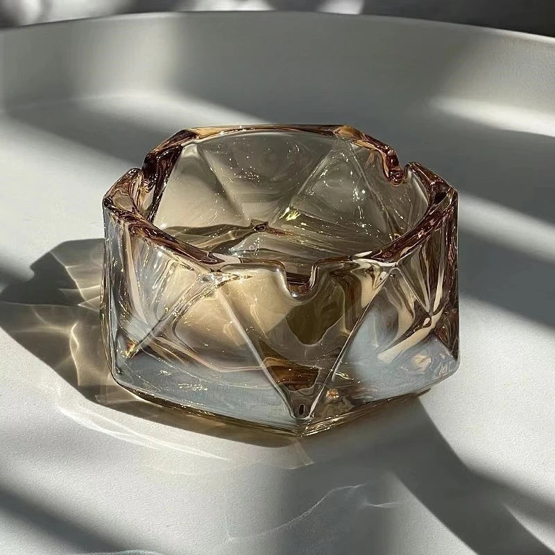 Crystal Glass Ashtray – Light Luxury Water Chestnut Design Glass Ashtray Babs B