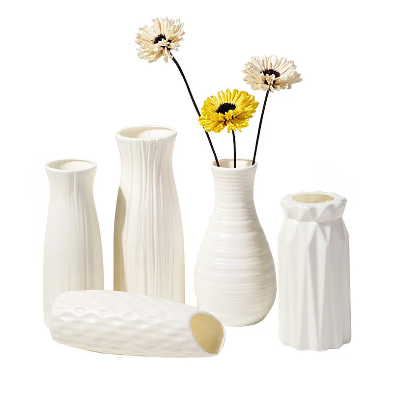 Modern Nordic Plastic Flower Vase – Tabletop Bouquet Pot Decorative Flower Vase Babs