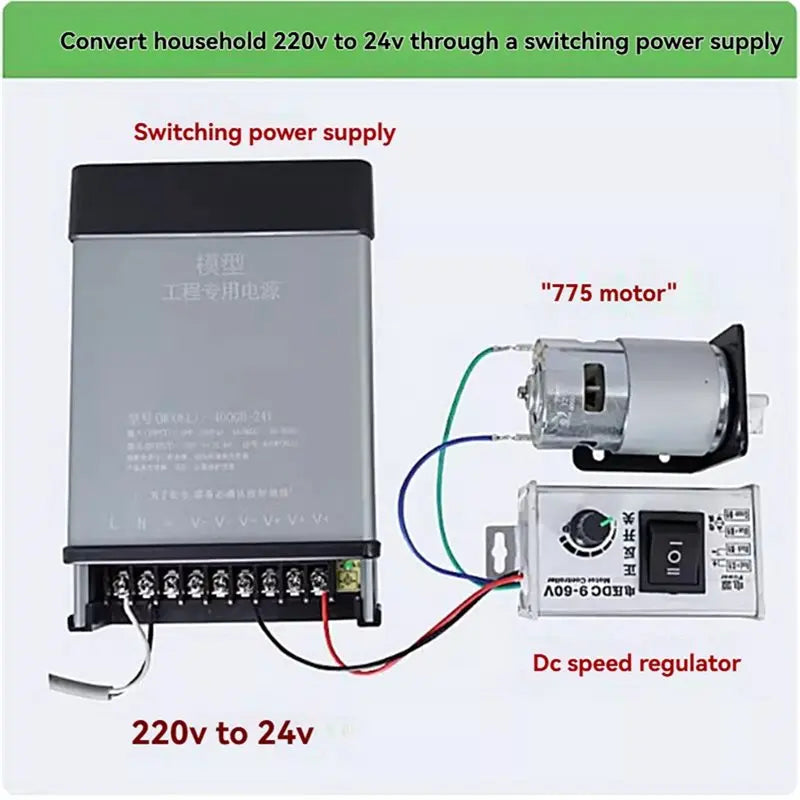 PWM DC Motor Speed Controller 9V-60V 20A 1000W Forward Reverse Motor Speed Controller Babs