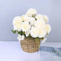 Silk Ball Chrysanthemum Artificial Flowers for Wedding & Home Artificial Silk Flowers Babs WHITE 2 pcs
