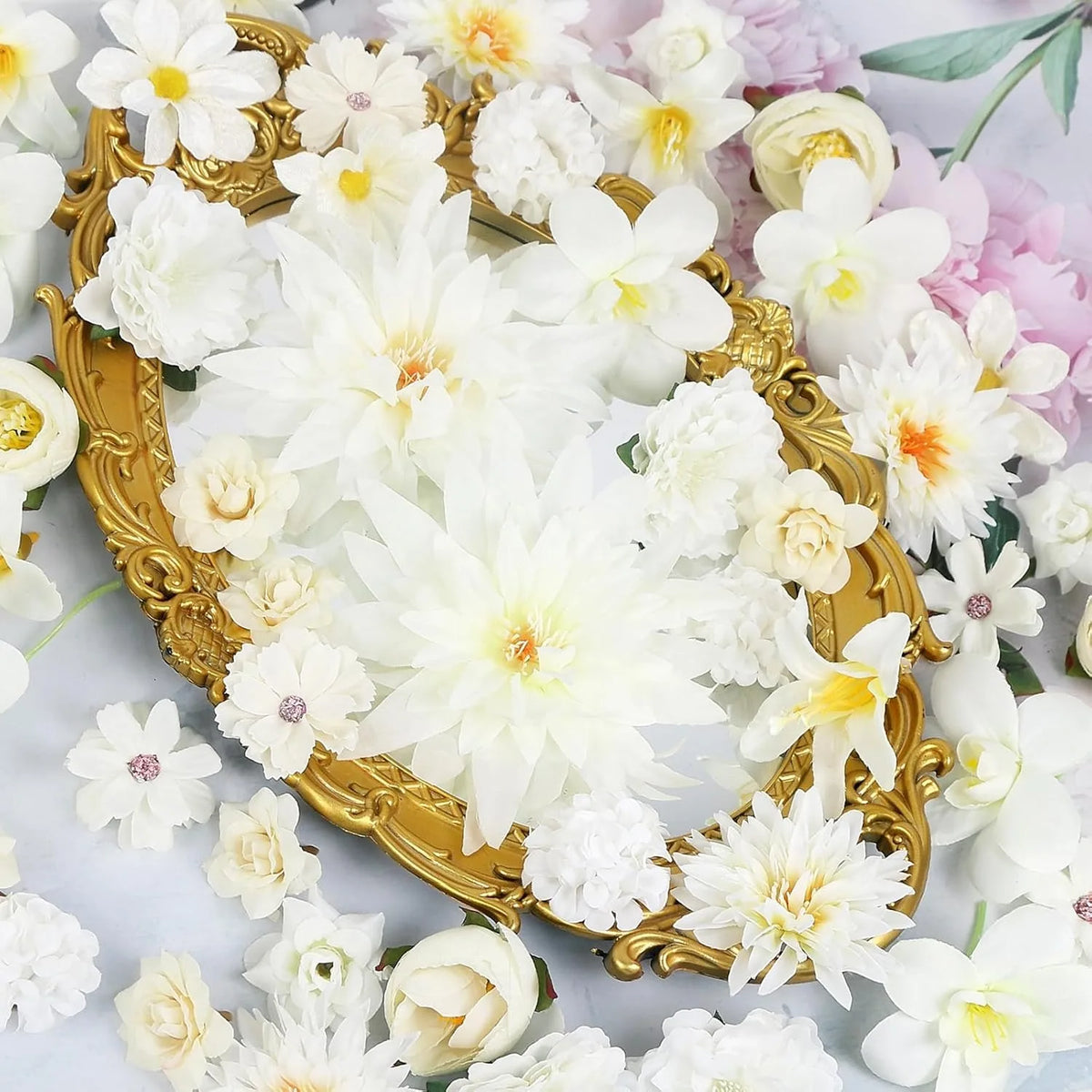 White Silk Artificial Flowers 48pcs – Wedding & Home Décor Artificial Silk Flowers Babs