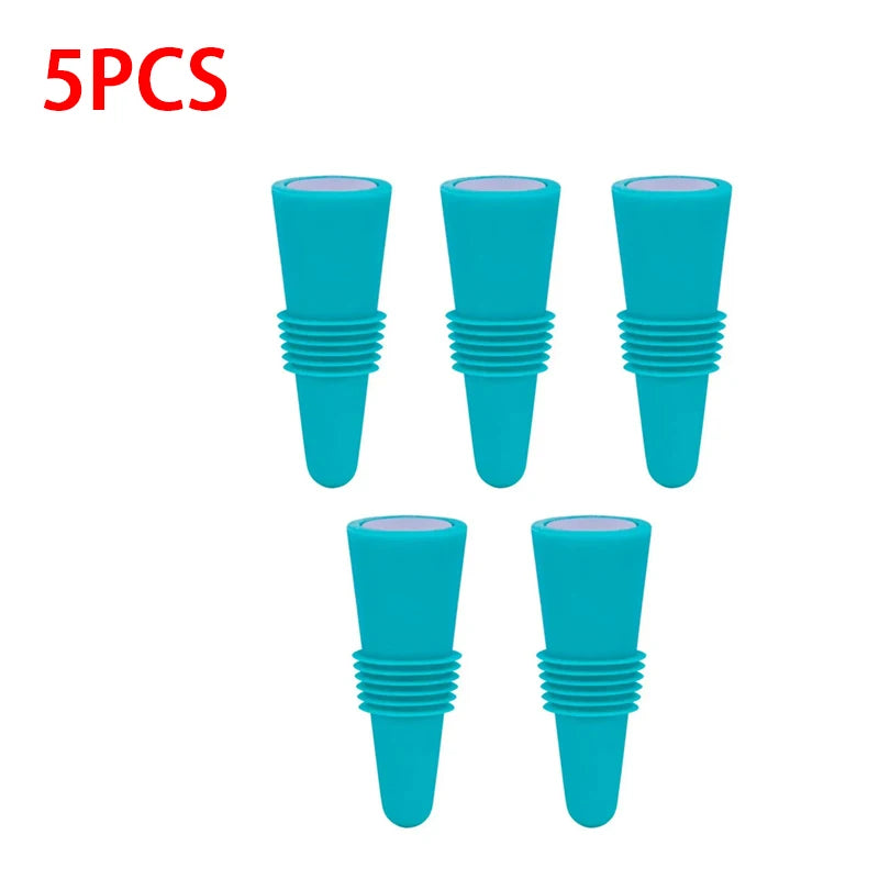 Reusable Silicone Vacuum Wine & Champagne Bottle Stopper Wine Bottle Stopper Babs 5pcs Green