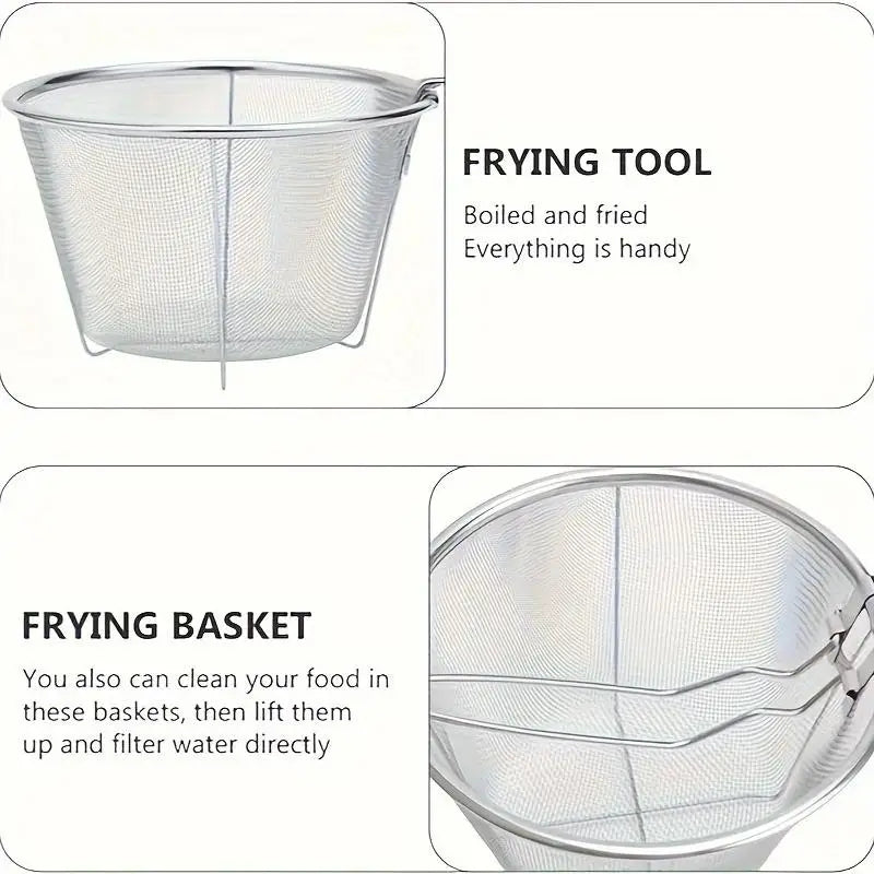 Stainless Steel Fry Basket – Kitchen Strainer & Steam Rinse Kitchen Fry Basket Babs