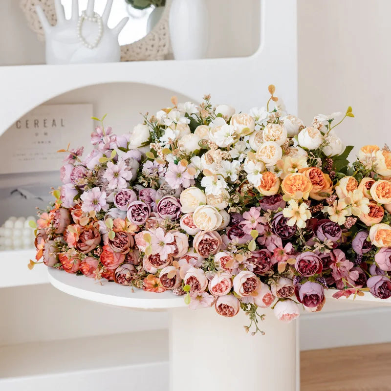 Silk Artificial Rose Peony Bouquet – Wedding & Home Décor Artificial Flower Bouquet Babs