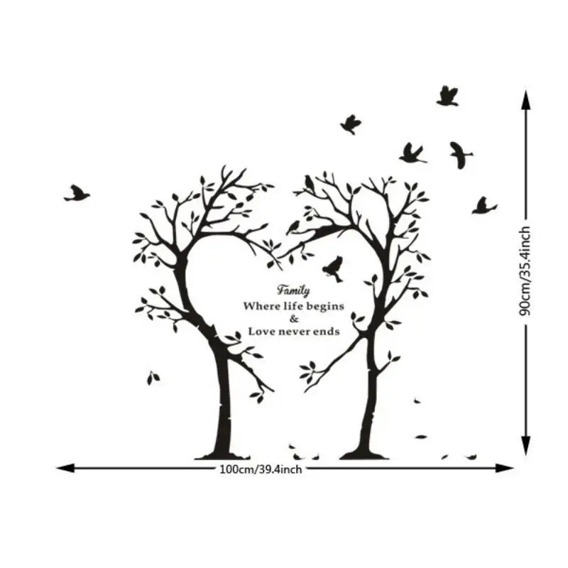 Family Love Heart Tree Wall Sticker – PVC Home Decor Decal Wall Decal Sticker Babs