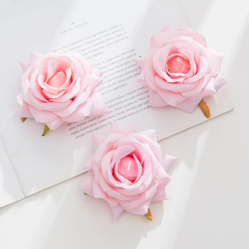 Silk Rose Heads Artificial Flowers – Wedding & Home Décor Artificial Silk Flowers Babs Pink 10pcs
