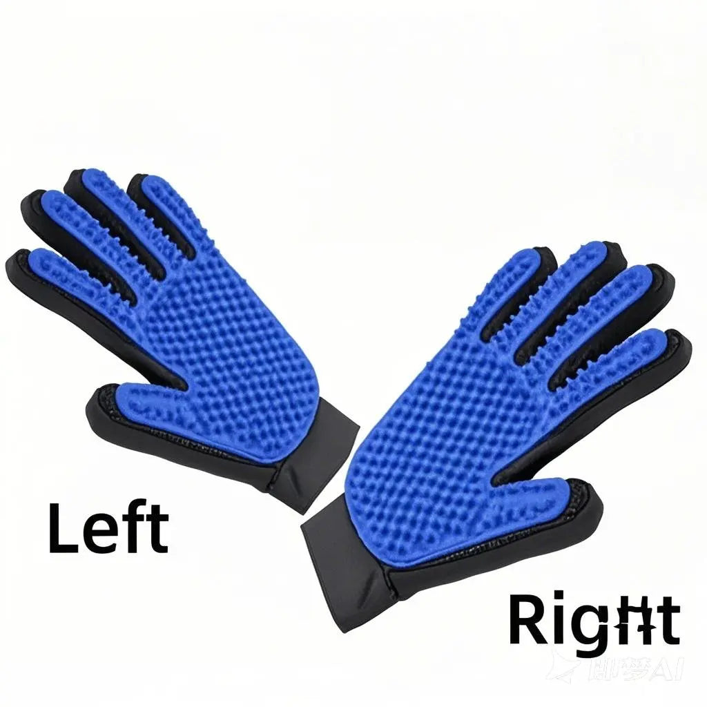 Silicone Pet Grooming Glove – Dog & Cat Deshedding Brush Pet Grooming Glove Babs blue left right