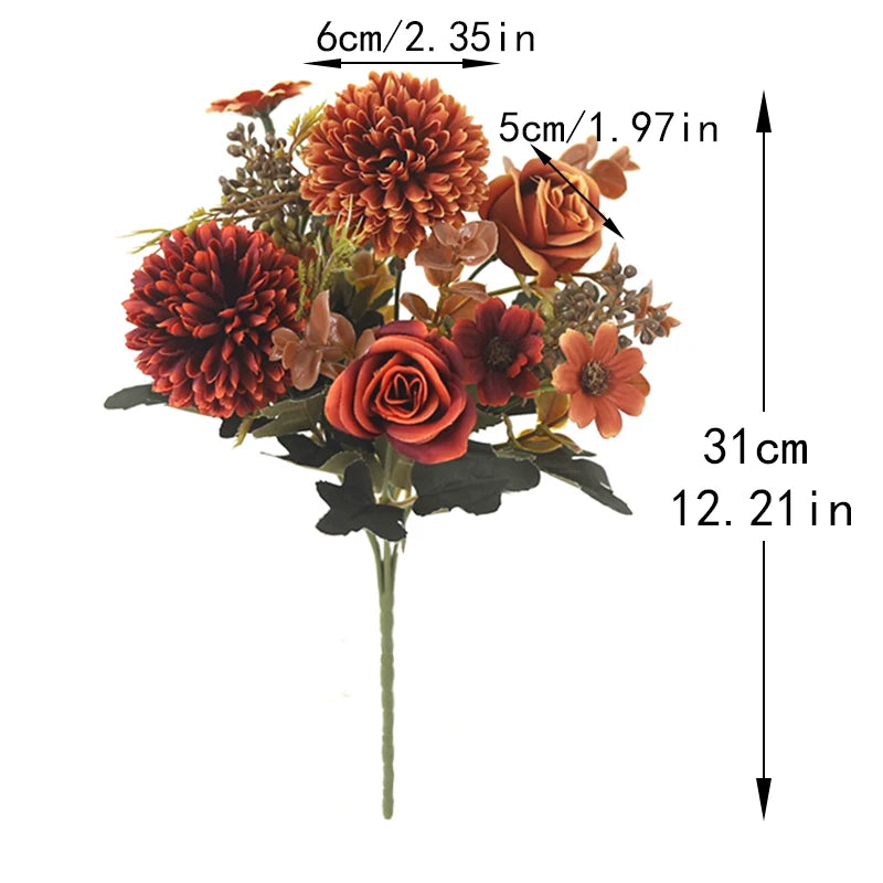 Autumn Silk Artificial Flower Bouquet – Roses, Hydrangea & Daisies Artificial Flower Bouquet Babs