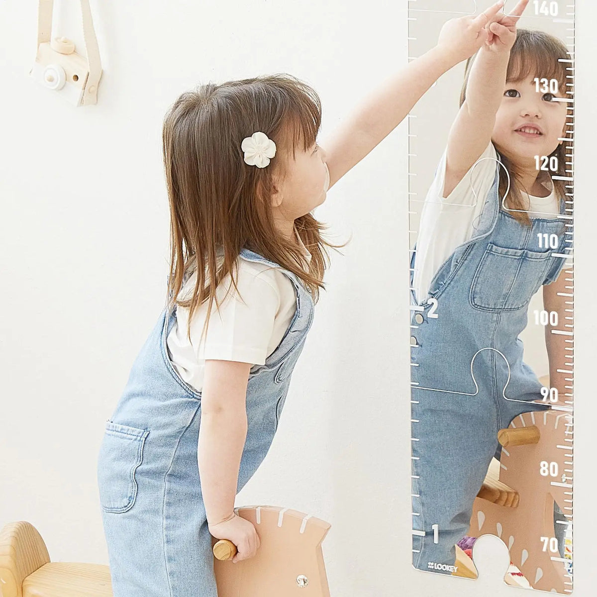 Kids Puzzle Growth Chart Mirror – Foldable Wall Height Tracker Kids Growth Chart Mirror Babs