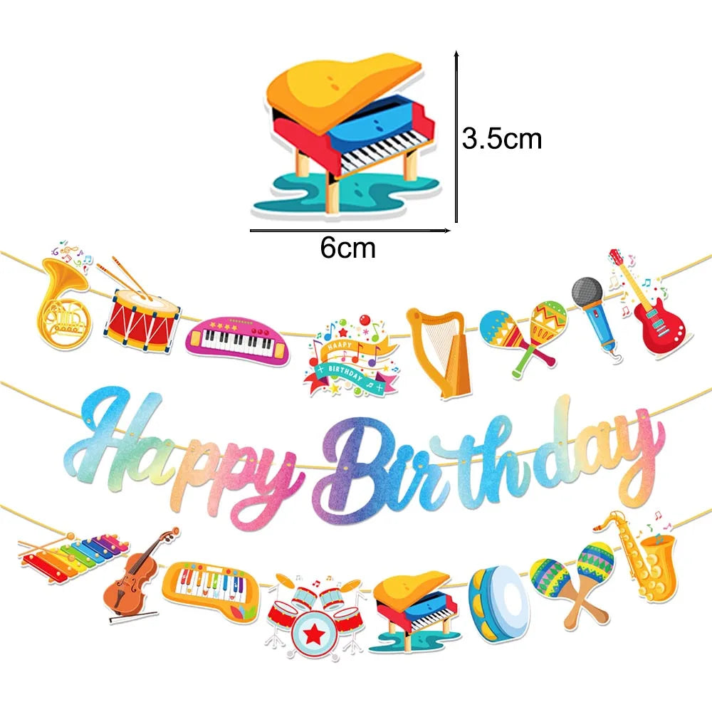 Rockstar Birthday Banner – Guitar & Mic Rock and Roll Party Decor Party Banner Babs plum