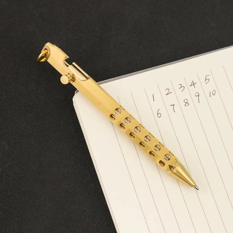 Brass Bolt Action Ballpoint Pen | Retro EDC 1.0mm Medium Point Brass Ballpoint Pen Babs