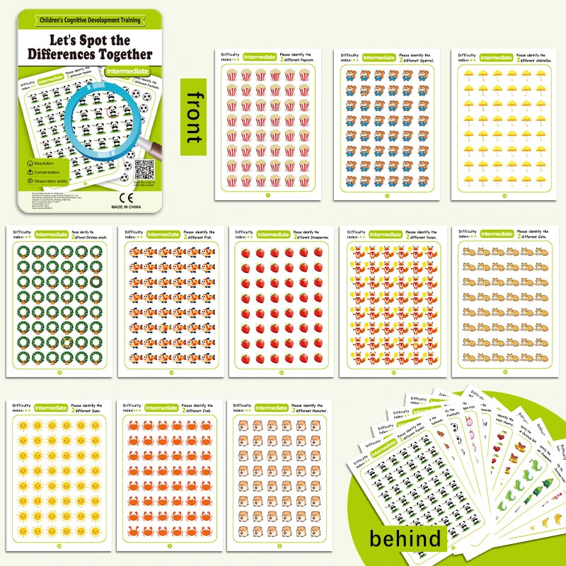 Find the Differences Reusable Erasable Kids Focus Game Cards Educational Game Cards Babs basic