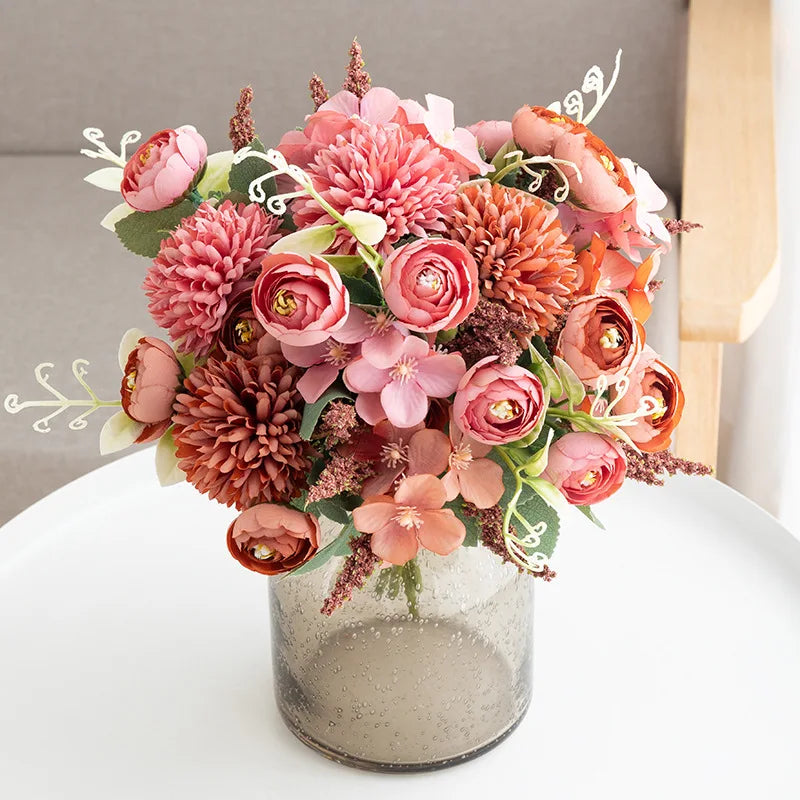 Artificial Silk Hydrangea Rose Bouquet | Home & Wedding Decor Artificial Flower Bouquet Babs