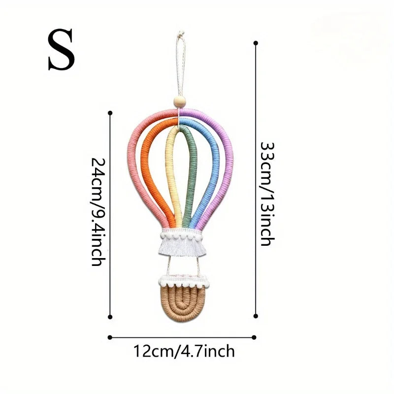 Nordic Woven Rainbow Hot Air Balloon Wall Hanging Ornament Wall Hanging Ornament Babs S
