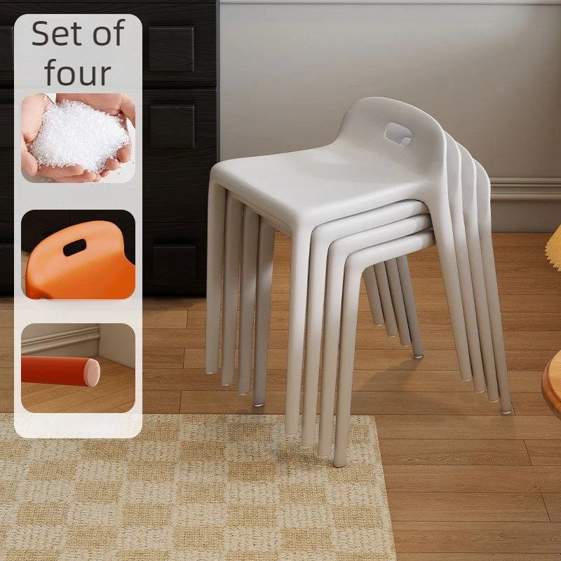 Modern Stackable Plastic Stool – Minimalist Bedroom & Living Room Stackable Plastic Stool Babs White