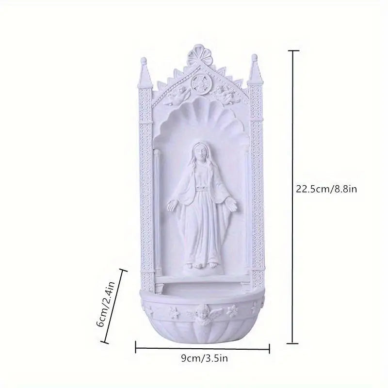 Virgin Mary Holy Water Font Wall Statue | Catholic Home Decor Religious Wall Figurine Babs
