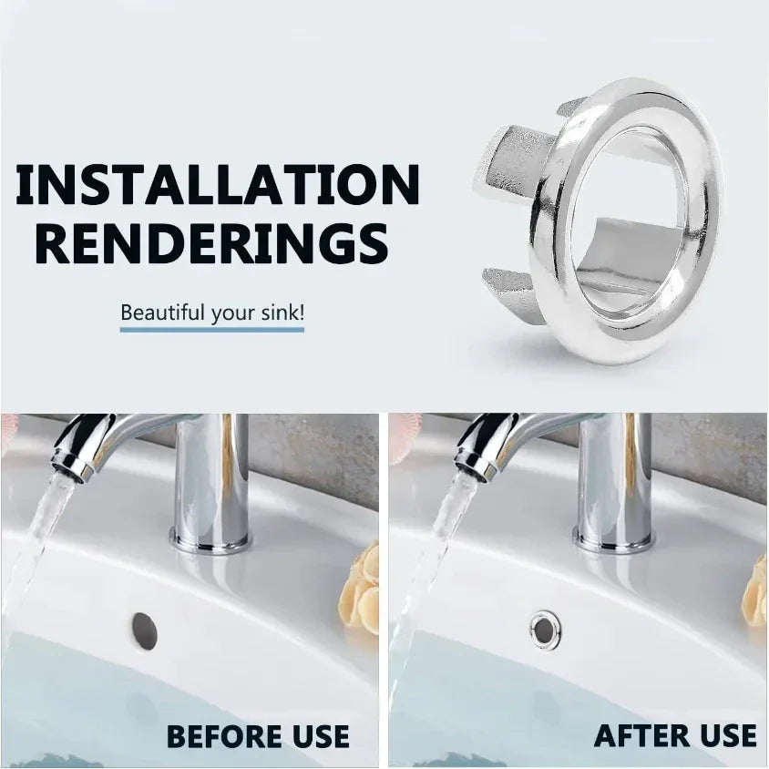 4PCS Chrome Sink Overflow Cover Rings – Basin Drain Caps Sink Overflow Cover Babs