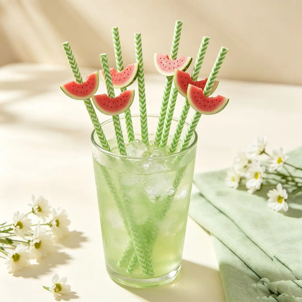 Watermelon Paper Straws – Disposable Party Straws 10/20/50 Pack Disposable Party Straws Babs