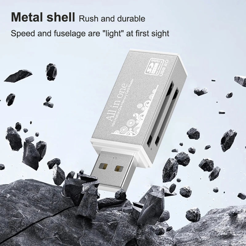 4-Port USB 2.0 Card Reader – TF MS MD Adapter for Laptop & PC USB Card Reader Babs