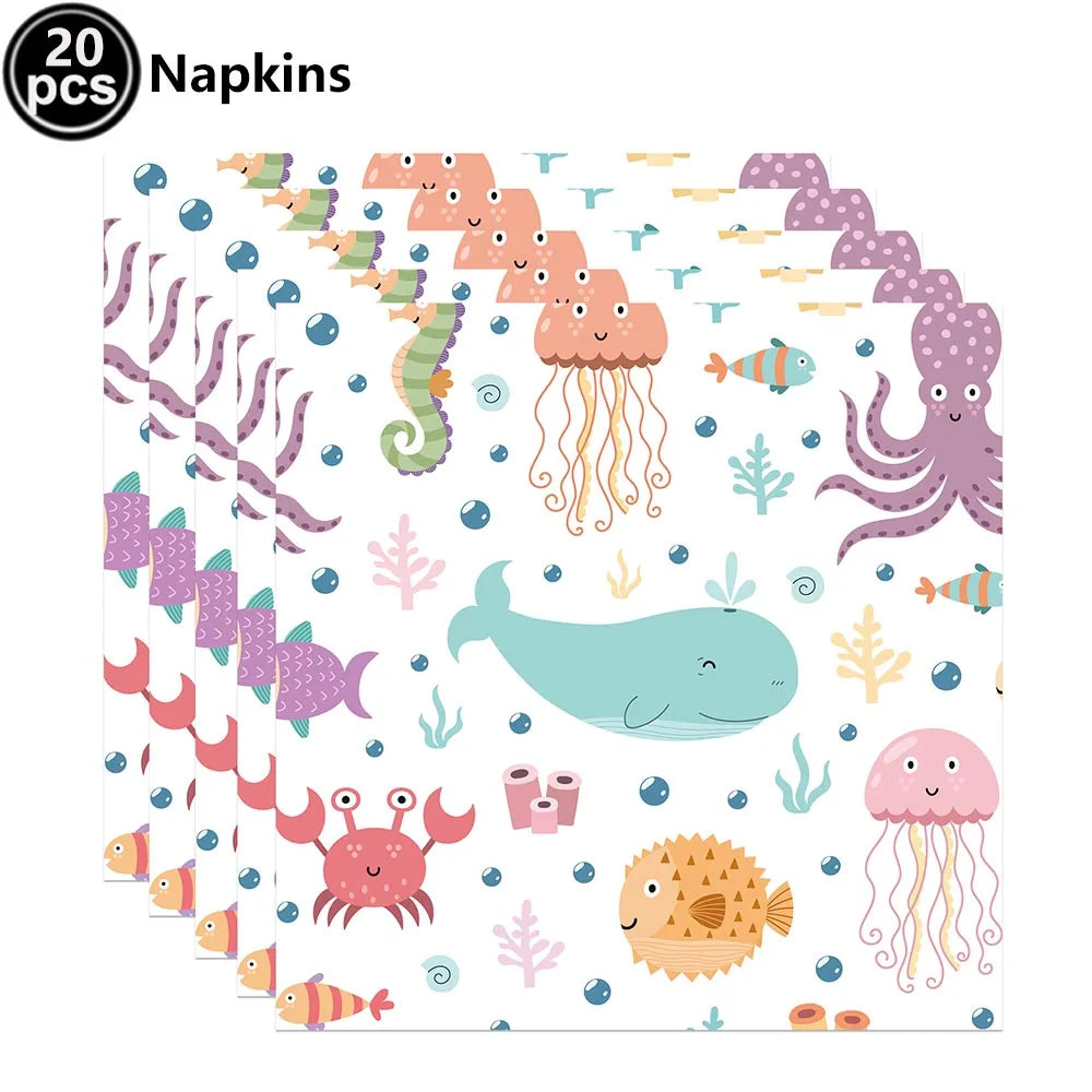 Ocean Animals Birthday Party Supplies Kit – Plates, Cups & More Party Supplies Kit Babs MINT GREEN as show